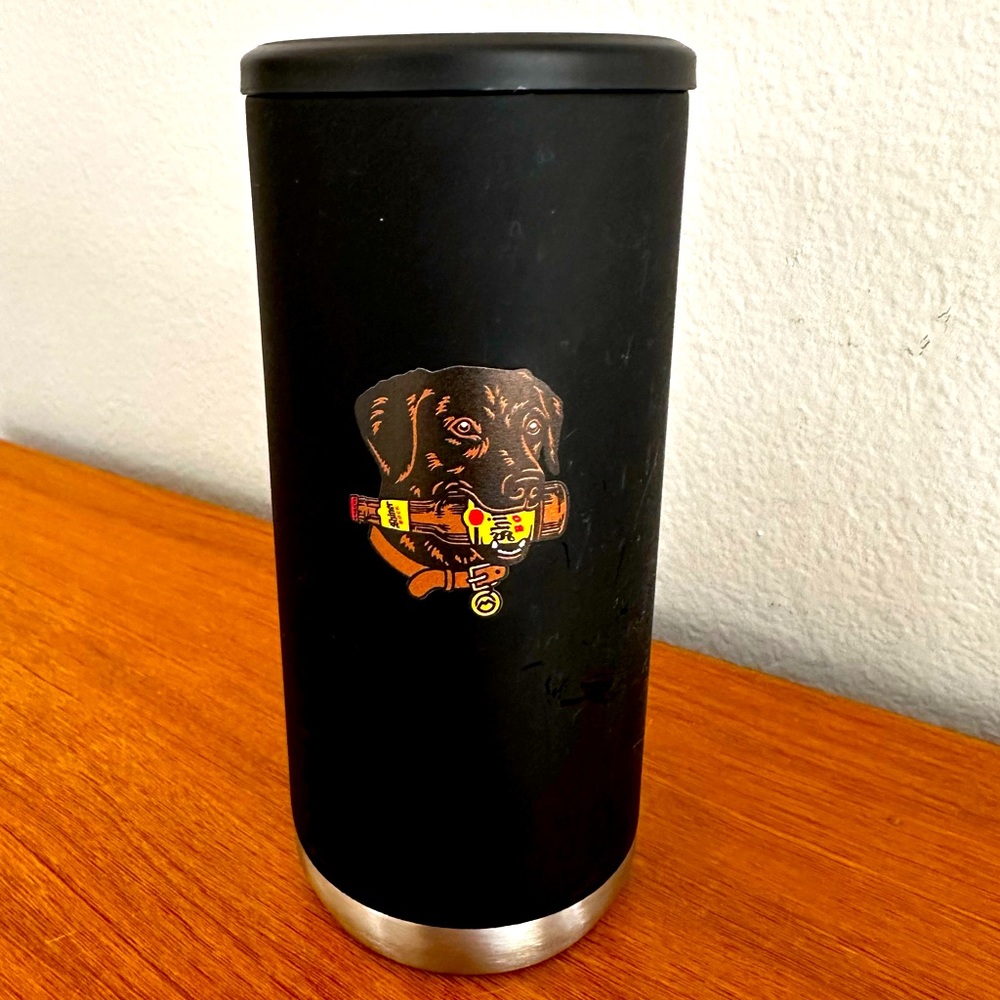 Shiner & Magellan Outdoors - Black Slim Can Holder - with Dog Graphic